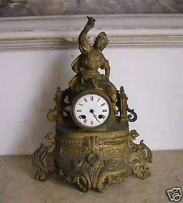 Antique 19th-Century Table Clock with Female Figure, for Restoration