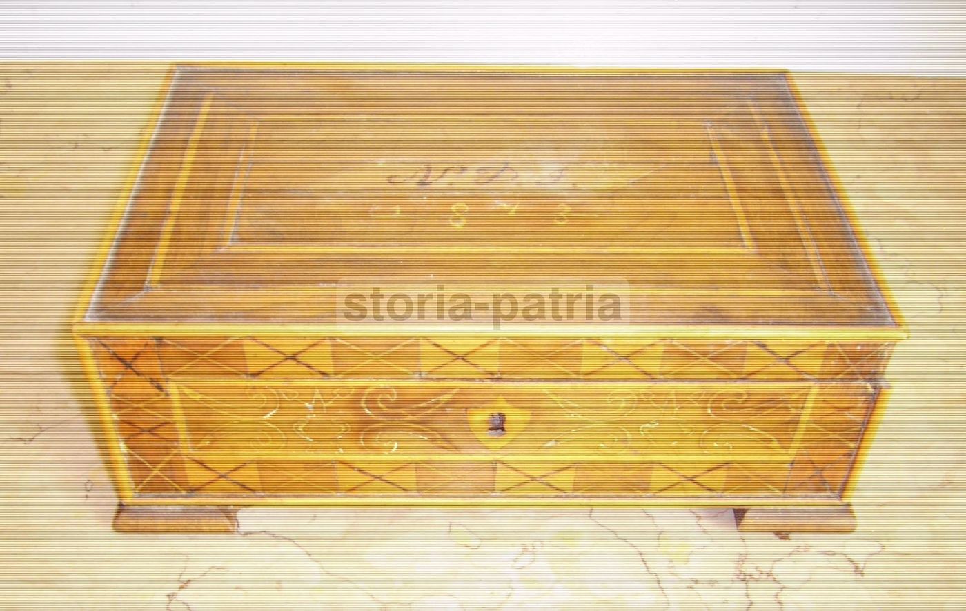 Antico Cofanetto In Legno Intarsiato 1873, Manifattura Napoletana