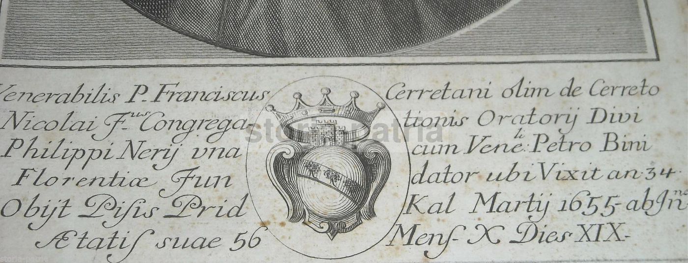 Incisione Antica Francesco Cerretani, Congregazione Filippo Neri
