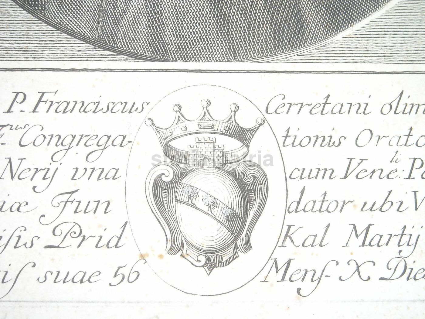 Incisione Antica Francesco Cerretani, Congregazione Filippo Neri