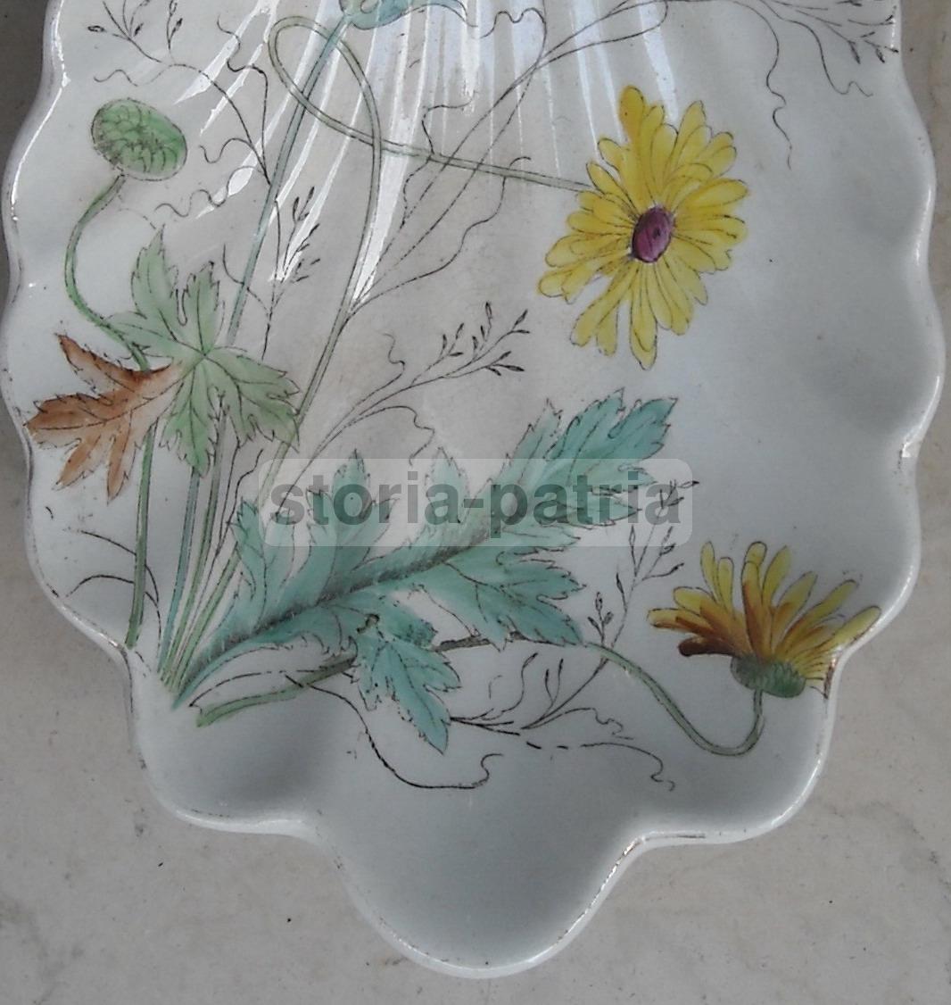 Piatto In Ceramica Laveno SCI Verbanum Stone, Fine '800, Forma A Conchiglia