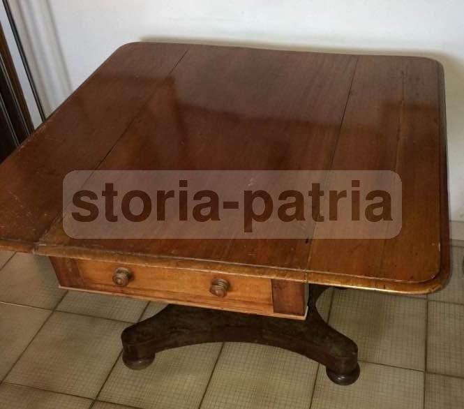Tavolo Antico Con Alette In Mogano, Epoca Luigi Filippo, XIX Secolo