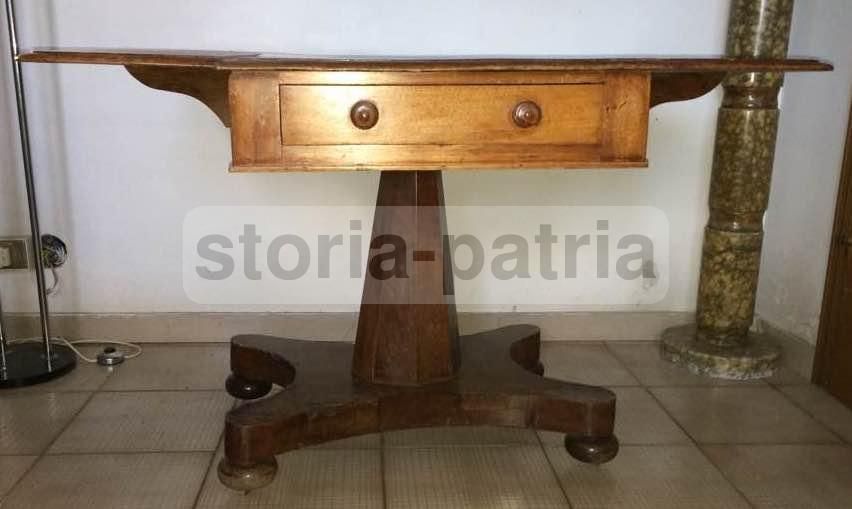 Tavolo Antico Con Alette In Mogano, Epoca Luigi Filippo, XIX Secolo