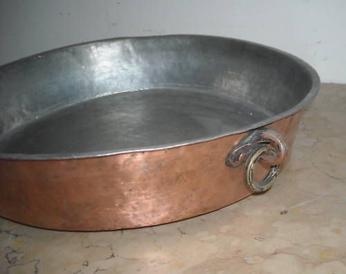 Antico Tegame In Rame Stagnato Da Cucina Artigianale, Fine '800