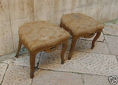 Coppia Di Sgabelli Antichi, XIX Secolo, Epoca Luigi Filippo, Da Restaurare