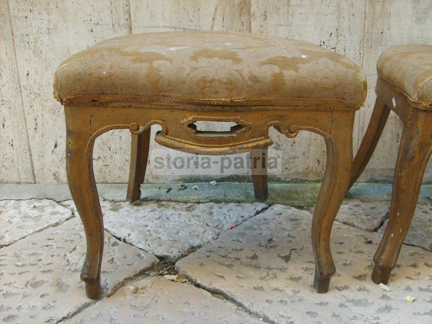 Coppia Di Sgabelli Antichi, XIX Secolo, Epoca Luigi Filippo, Da Restaurare