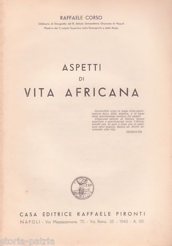 Aspetti Di Vita Africana   Raffaele Corso (1943)