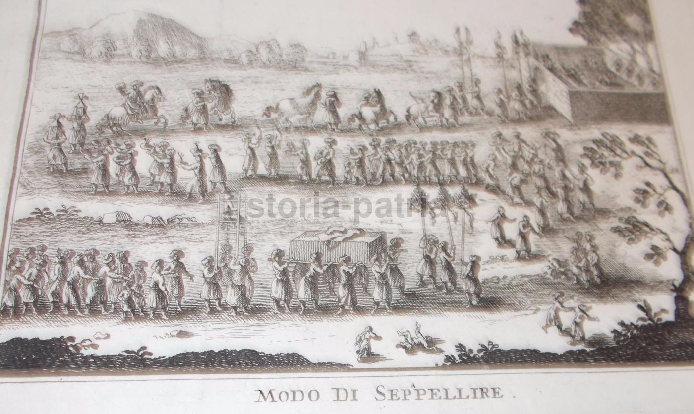 Antica Incisione Funerale Folkloristica Fine '700 Primo '800