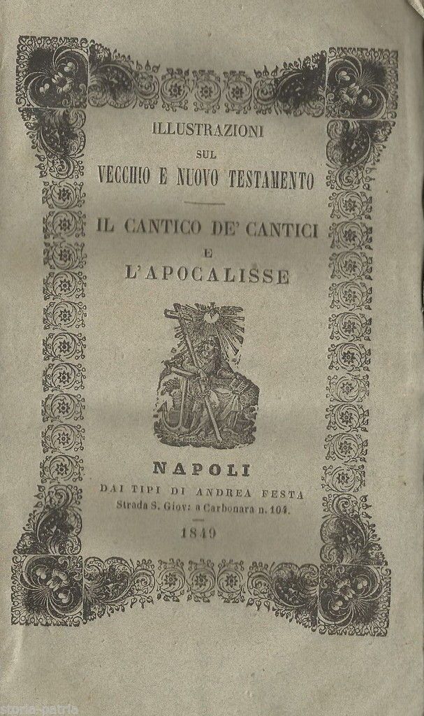Cantico Dei Cantici E Apocalisse, Luigi Navarro, Napoli, Festa, 1849