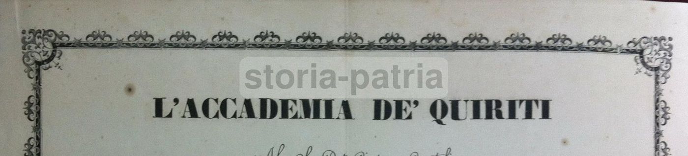 Diploma Dell'Accademia Dei Quiriti (1865) Gian Vincenzo Gravina