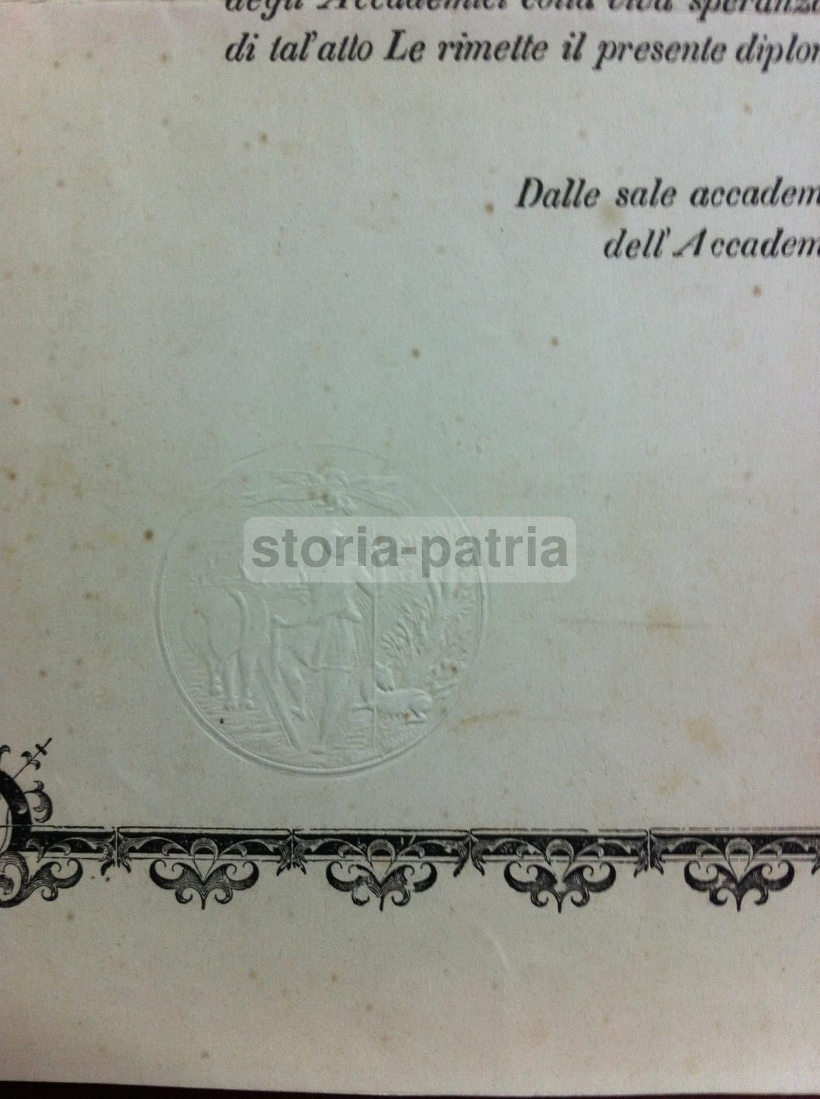 Diploma Dell'Accademia Dei Quiriti (1865) Gian Vincenzo Gravina