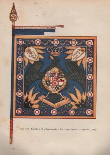 Bandiera Reggimento Corpo Reale Artiglieria 1816 Stampa Antica