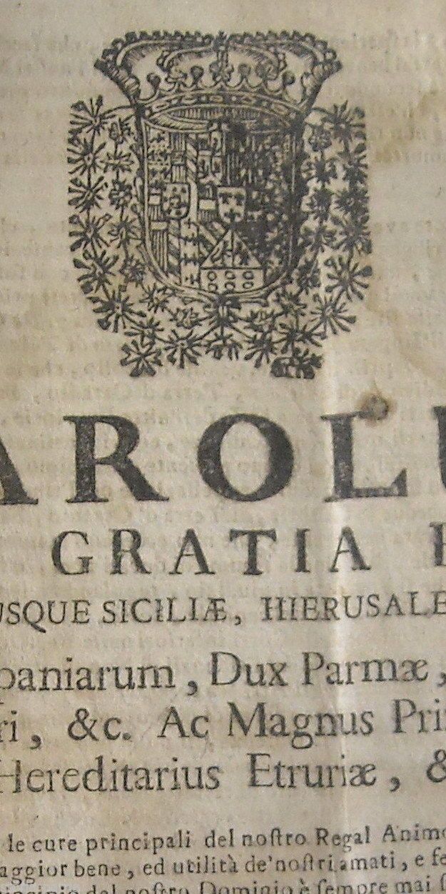 Prammatica Di Carlo III Sulla Giustizia E I Tribunali Del Regno Di Napoli, 1738