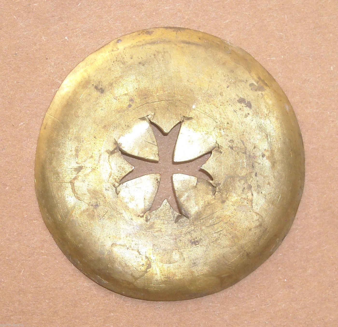Antica Placchetta Croce Di Malta In Ottone Traforato, Fine XVIII   Inizio XIX Secolo