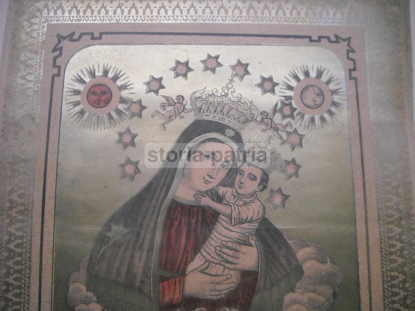 Stampa Devozionale Madonna Degli Angeli, Famiglia De Campora, Miano, Napoli, Circa 1850