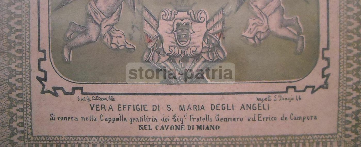 Stampa Devozionale Madonna Degli Angeli, Famiglia De Campora, Miano, Napoli, Circa 1850