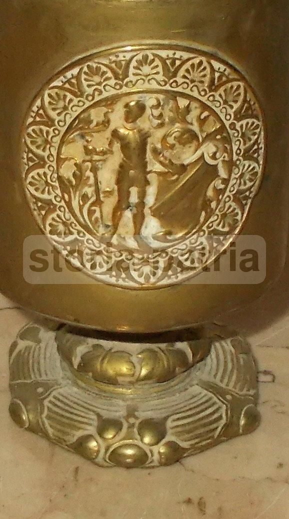 Antico Soprammobile Ottone San Giorgio Guerriero Spada Araldica 800
