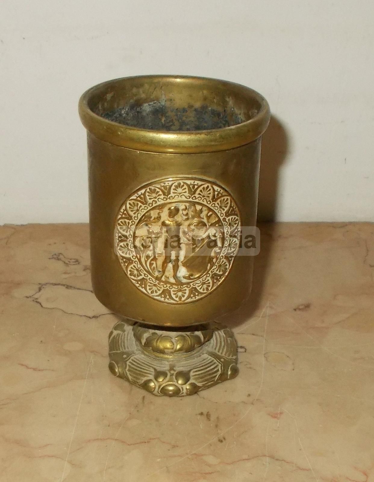 Antico Soprammobile Ottone San Giorgio Guerriero Spada Araldica 800