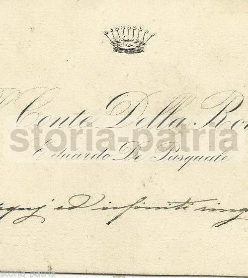 Biglietto Da Visita Del Conte Eduardo De Pasquale Della Rovere