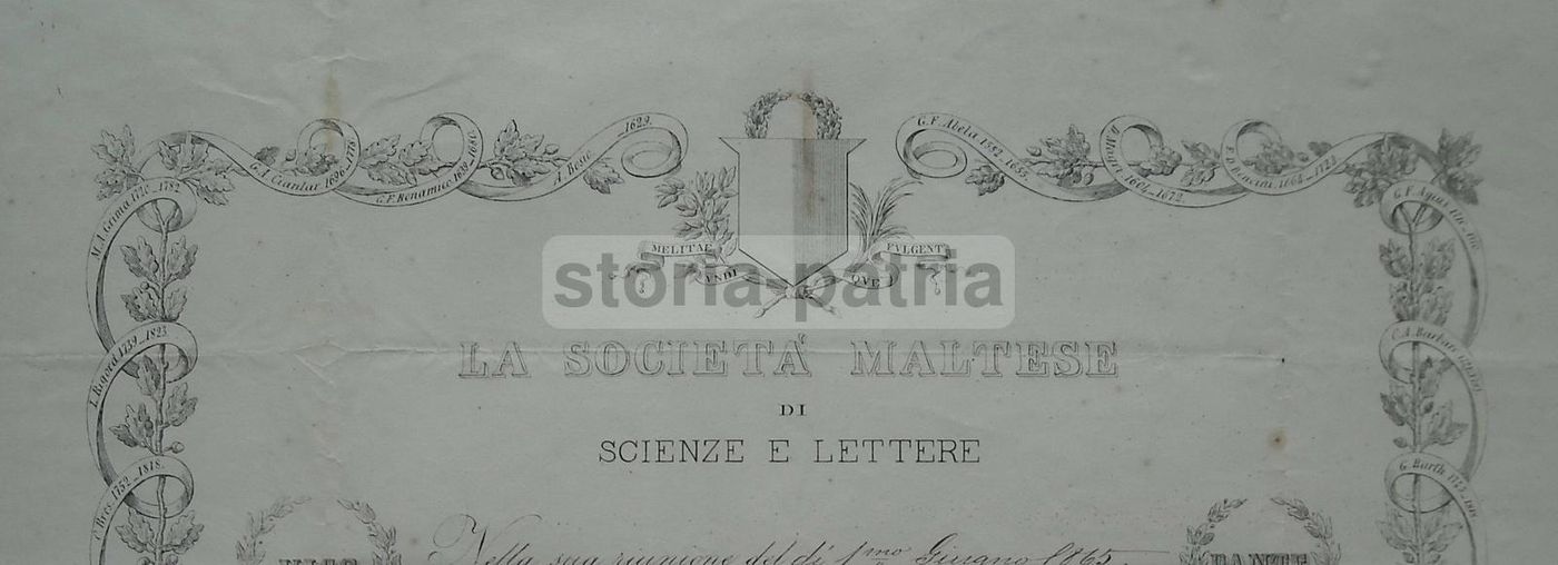 Diploma Società Maltese Di Scienze E Lettere, Imola, 1865 (araldica)