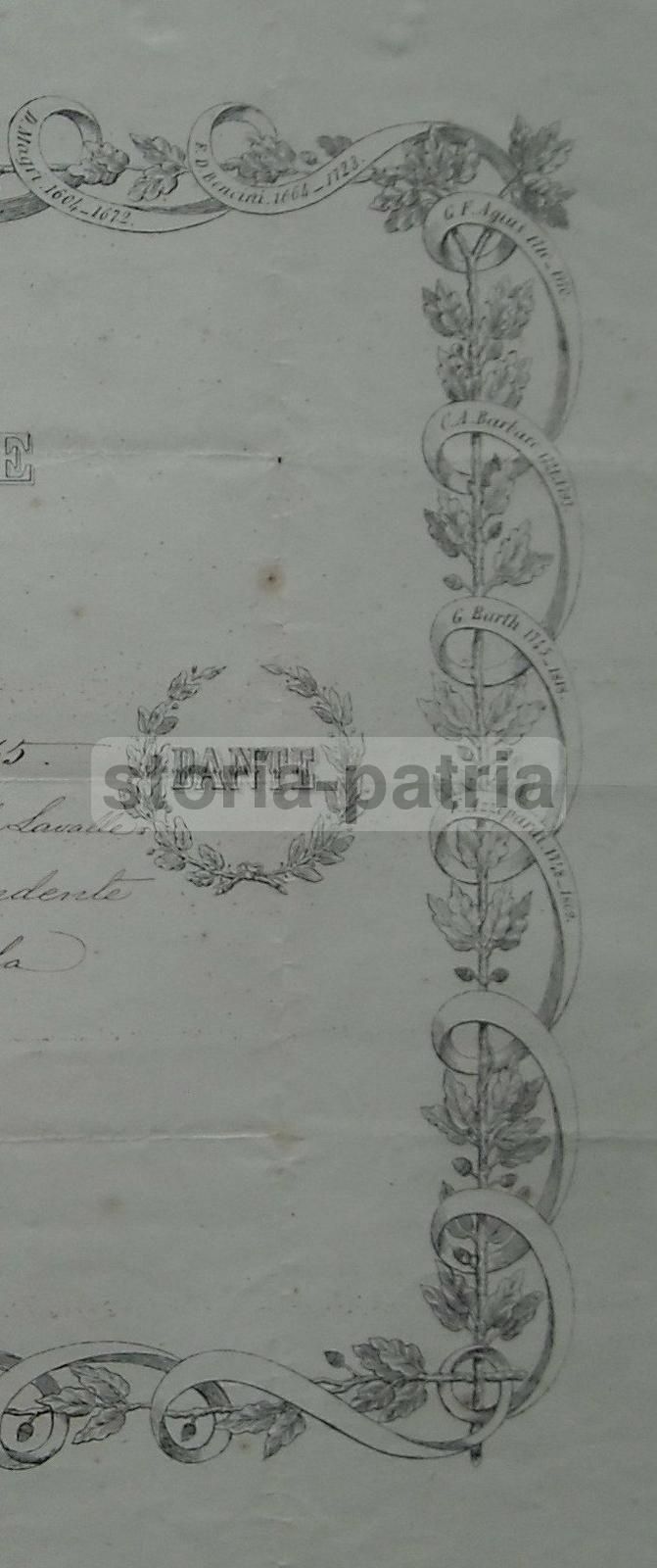 Diploma Società Maltese Di Scienze E Lettere, Imola, 1865 (araldica)