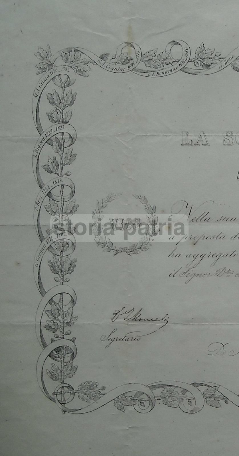 Diploma Società Maltese Di Scienze E Lettere, Imola, 1865 (araldica)