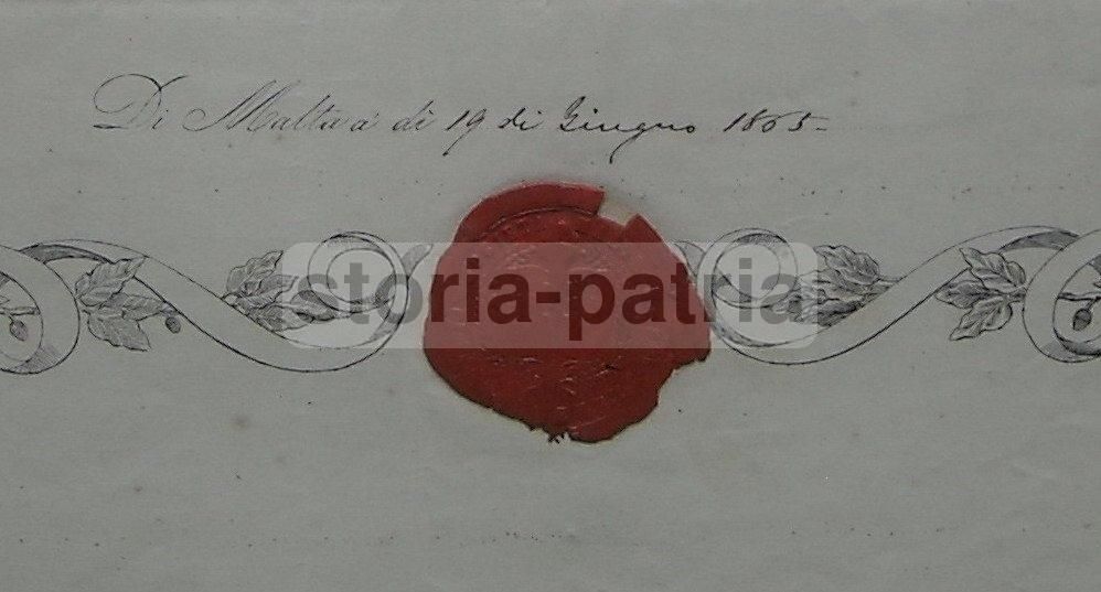 Diploma Società Maltese Di Scienze E Lettere, Imola, 1865 (araldica)