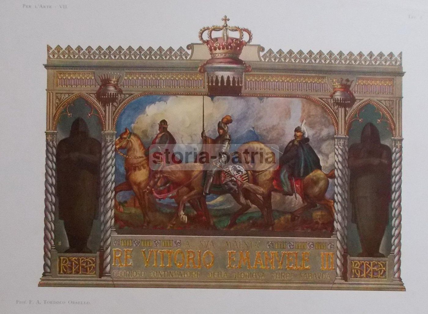 Stampa Araldica Re Vittorio Emanuele III Casa Savoia Tordolo Orsello