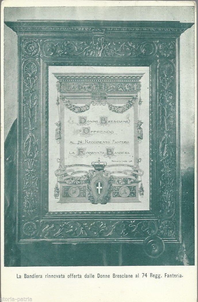 Cartolina Antica Bandiera 74° Reggimento Fanteria Brescia 1900