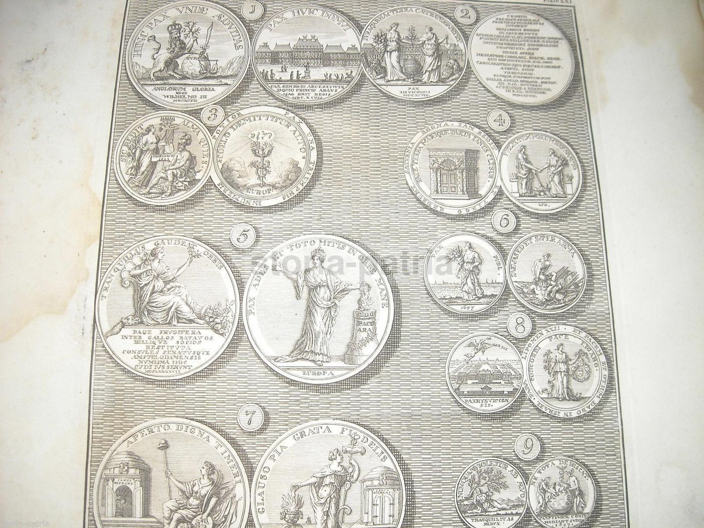Medaglie Di Re Guglielmo III. Incisione Di Basire, Knapton, 1746. Araldica E Numismatica.