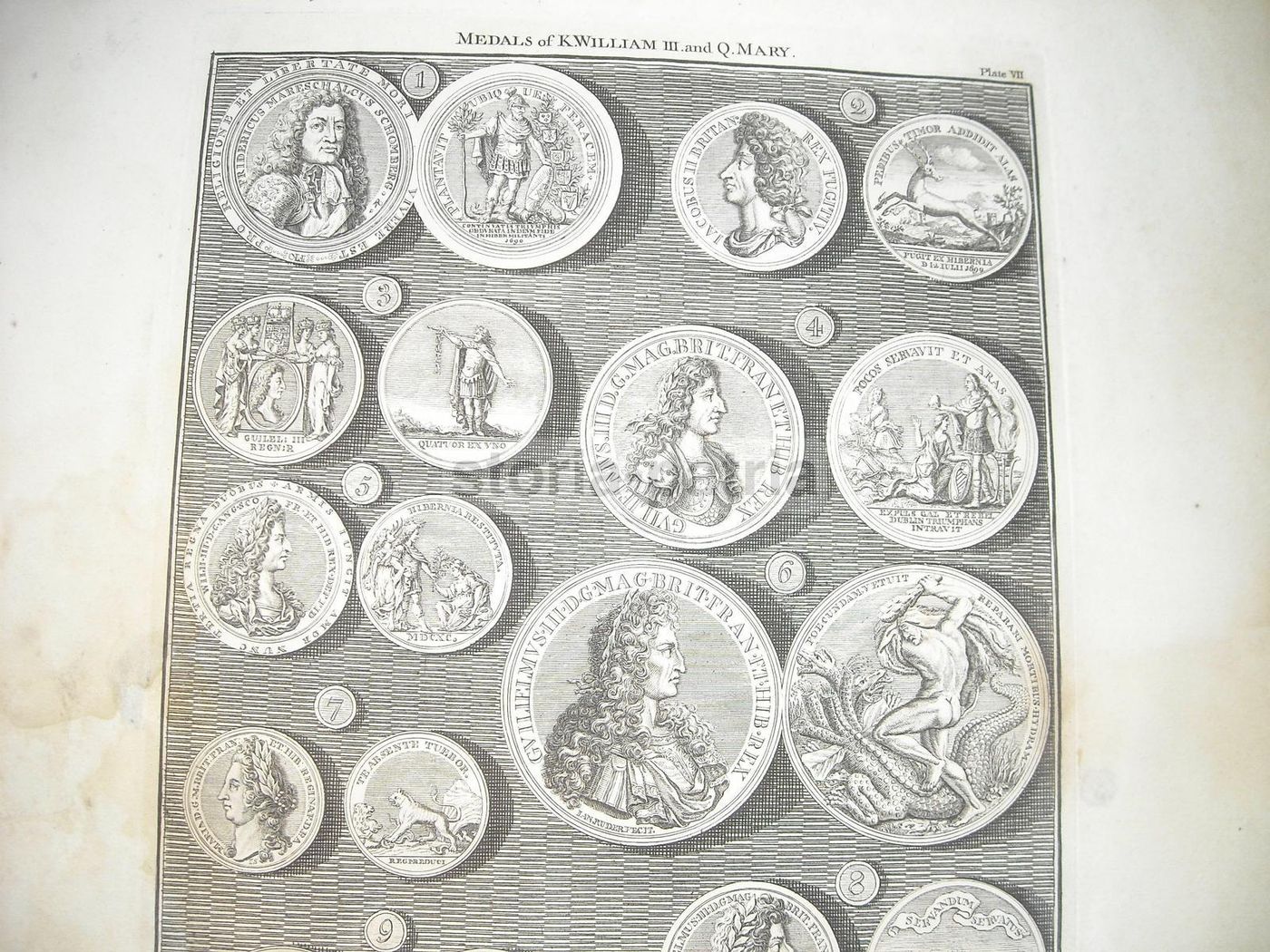 Incisione Medaglie Re Guglielmo III E Regina Maria, 1745, Basire