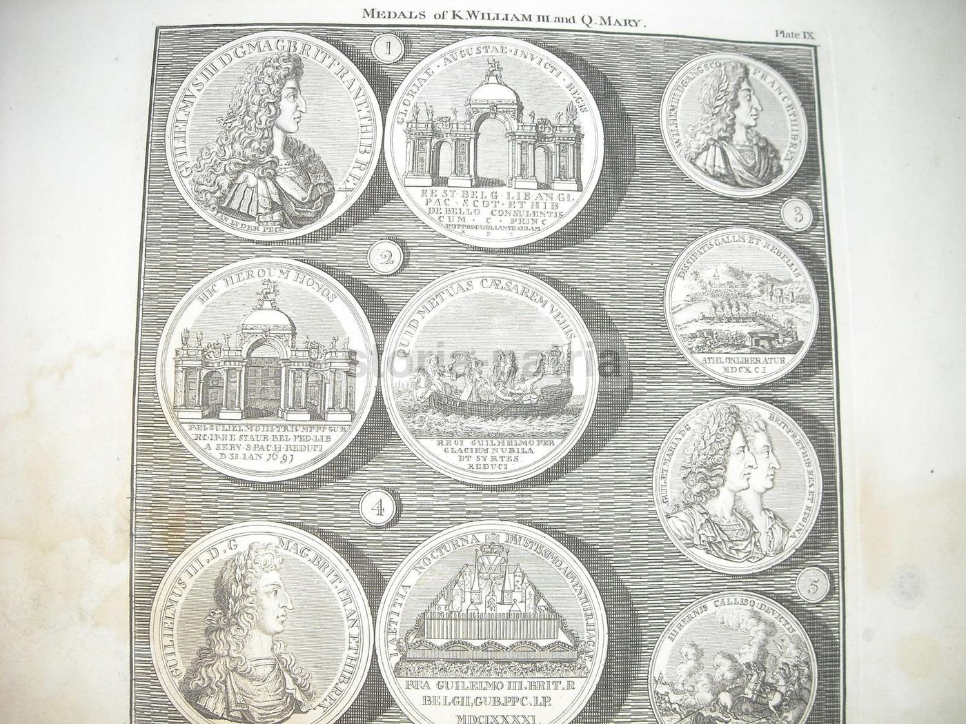 Medaglie Di Re Guglielmo III E Regina Maria, Incisione Di Basire, 1745