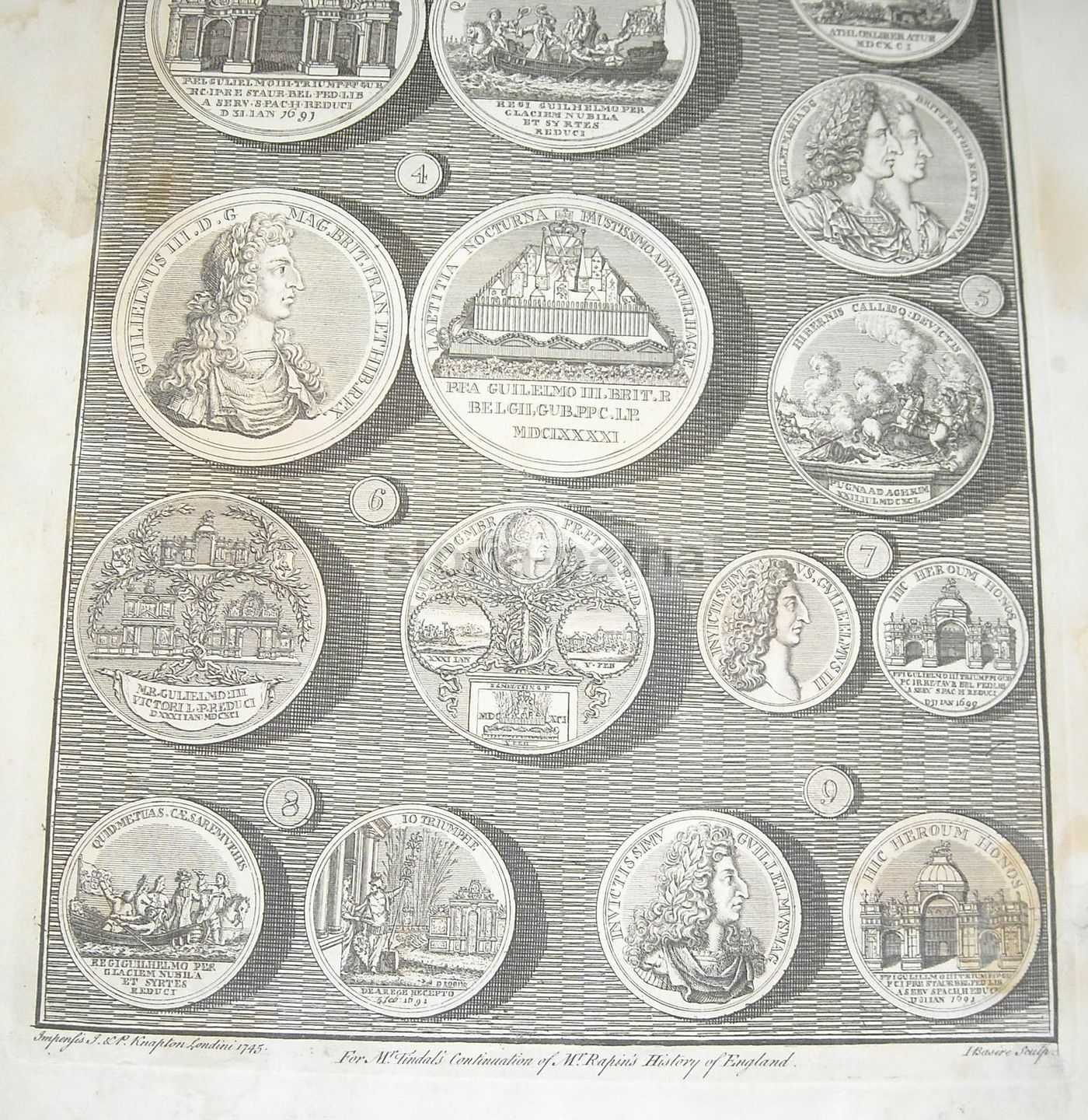 Medaglie Di Re Guglielmo III E Regina Maria, Incisione Di Basire, 1745