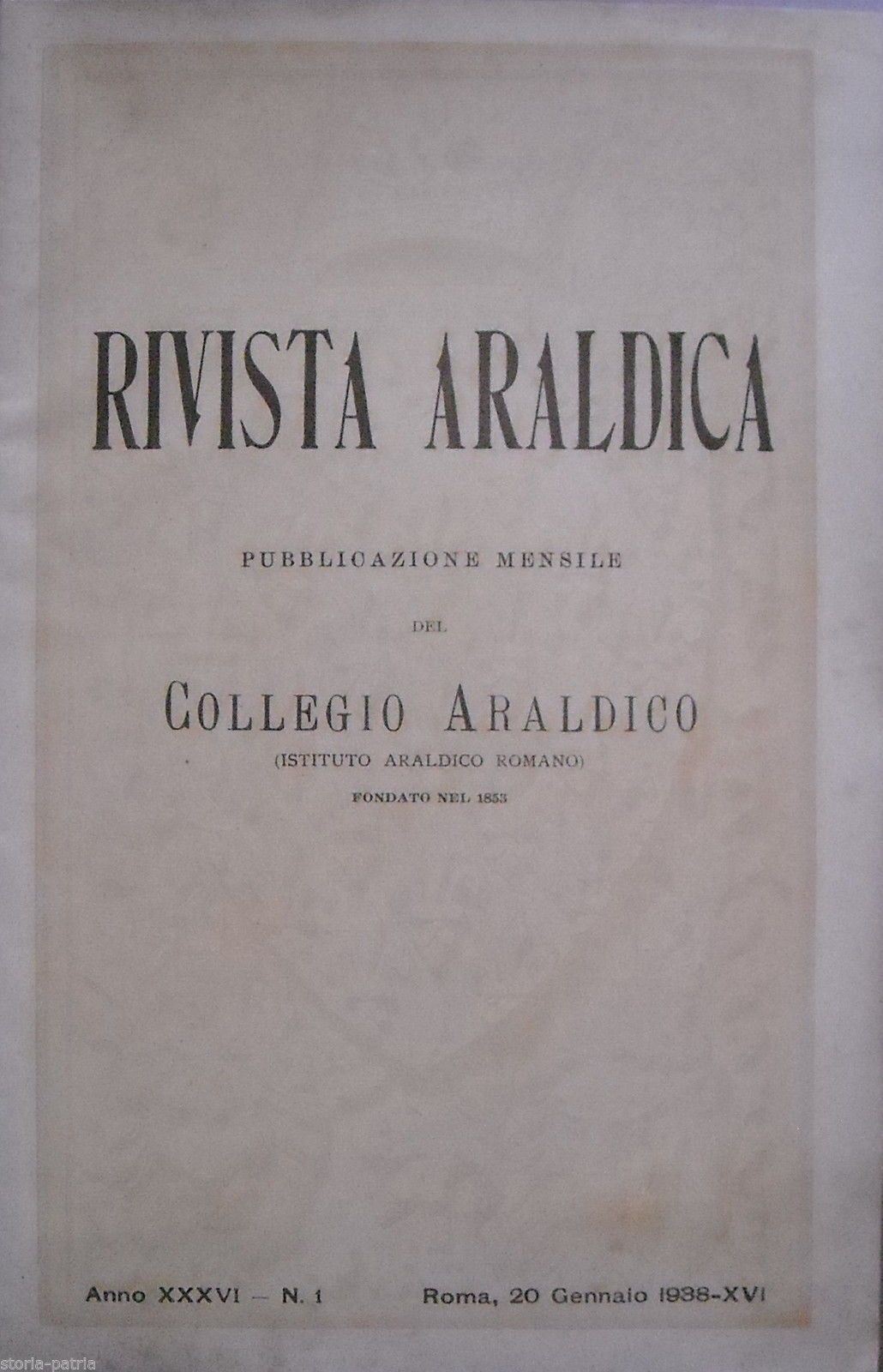 Rivista Araldica 1938 Nobiltà Brescia Atri Sicilia Cosenza Colbert