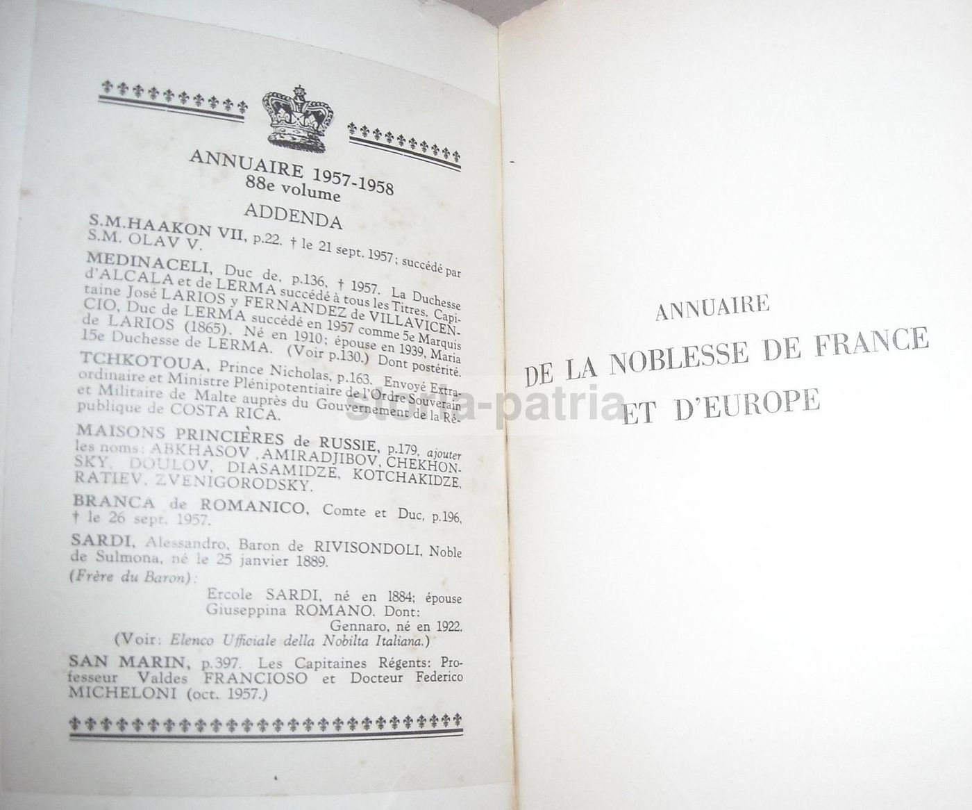 Annuaire De La Noblesse De France Et d'Europe 1957 Araldica