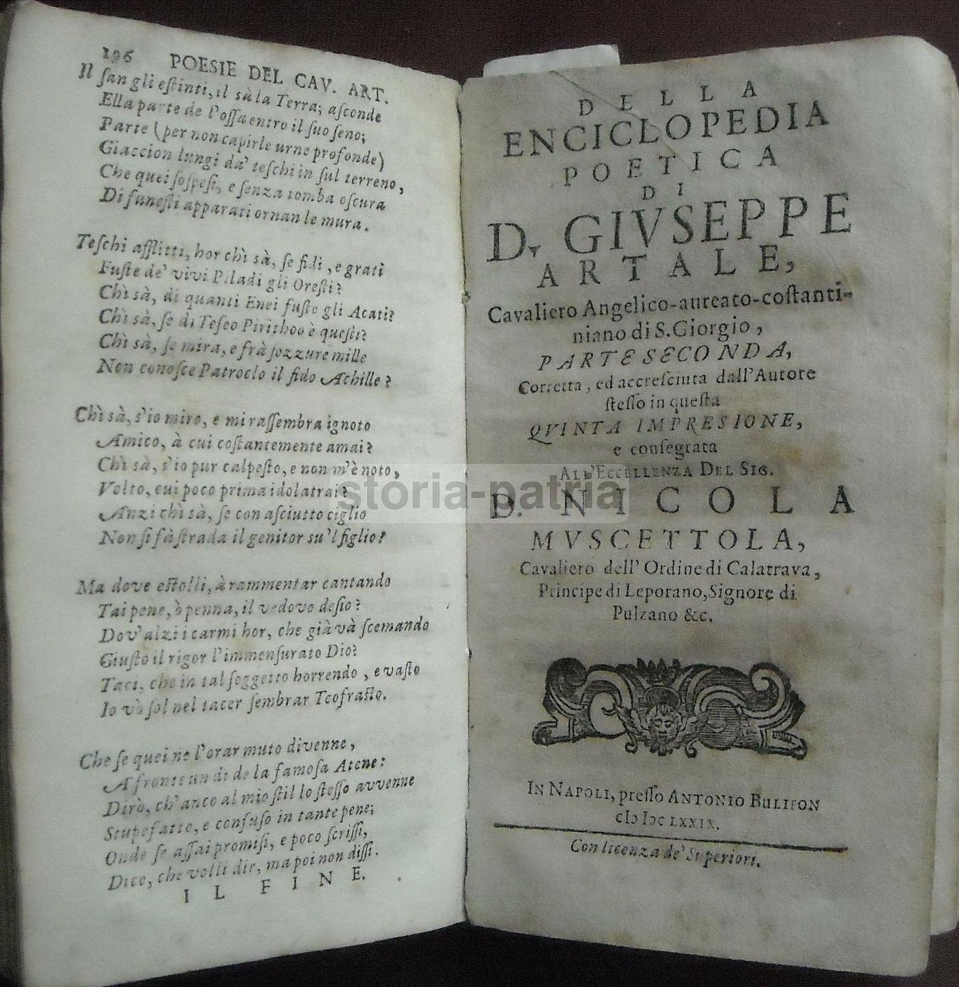Enciclopedia Poetica Di Giuseppe Artale, Napoli 1679, Bulifon