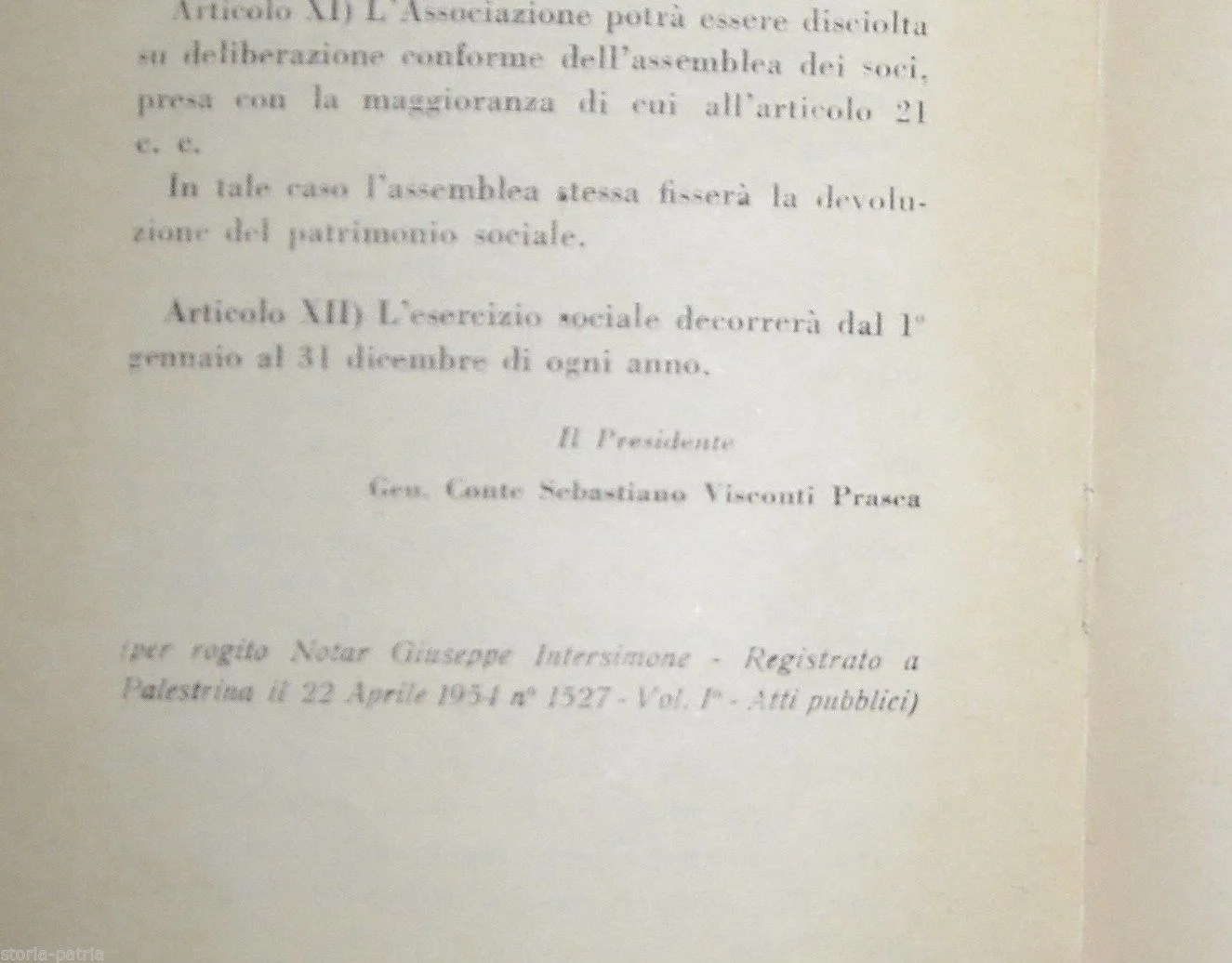Statuto dell'Associazione dei Cavalieri di S. Giorgio in Carinzia, Roma 1954