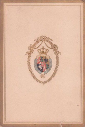 Araldica. Stemma Con Nodo Savoia, Motto FERT, Corona, Aquila E Leone. Epoca 1900 Circa.