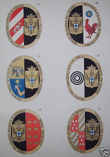 Stemmi Araldici Famiglie Nobili Napoletane, Litografia Gatti & Dura, Napoli, 1850