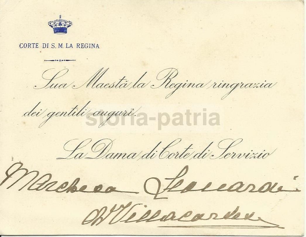 Biglietto Dama Di Corte Marchesa Leonardi Villacortese Anni '30