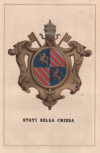 Stemma Stati Della Chiesa: Lazio E Marche. Litografia Originale, 1857