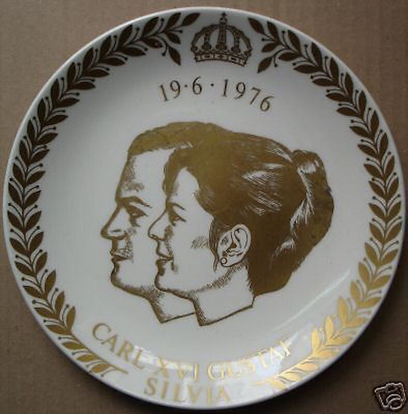 Piatto Commemorativo Gustavsberg Re Carl XVI Gustaf E Silvia 1976