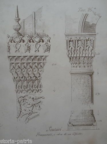 Stampa Litografica Chiosco Scutari Albania 1870 Kirchmayr