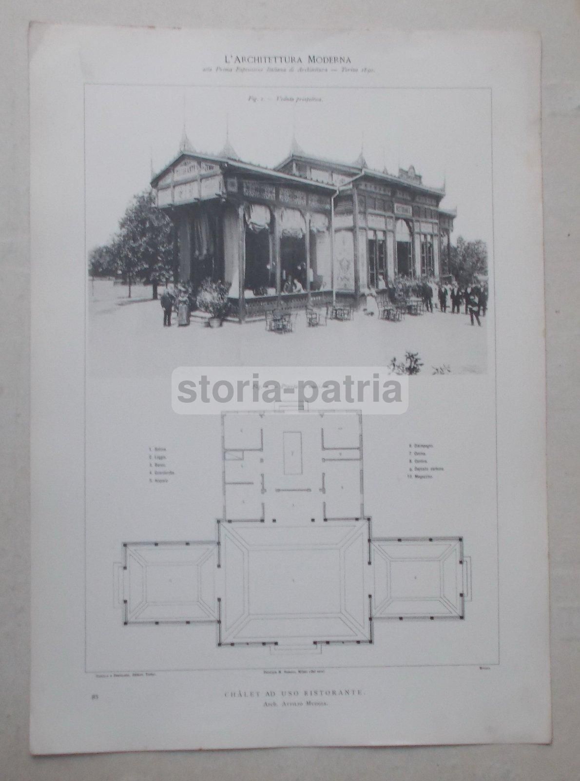 Chalet Ristorante Zemmi, Attilio Muggia, Torino 1890, Fototipia