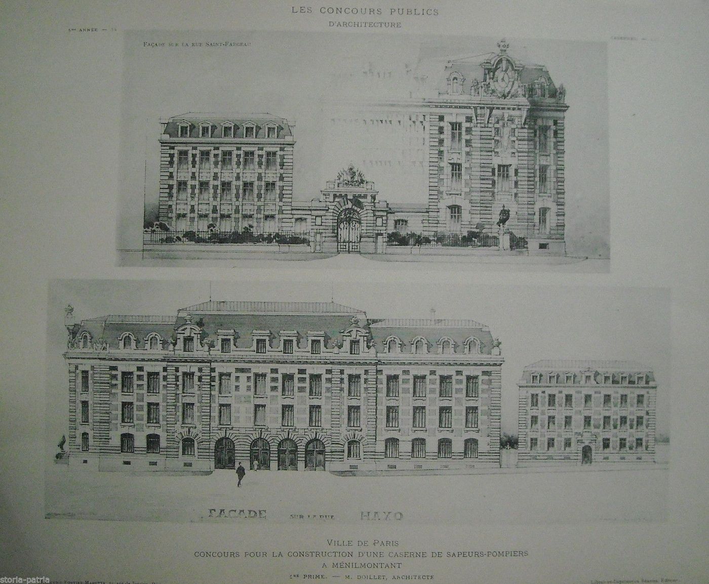 Progetto Caserma Pompieri Ménilmontant Architetto Doillet 1910