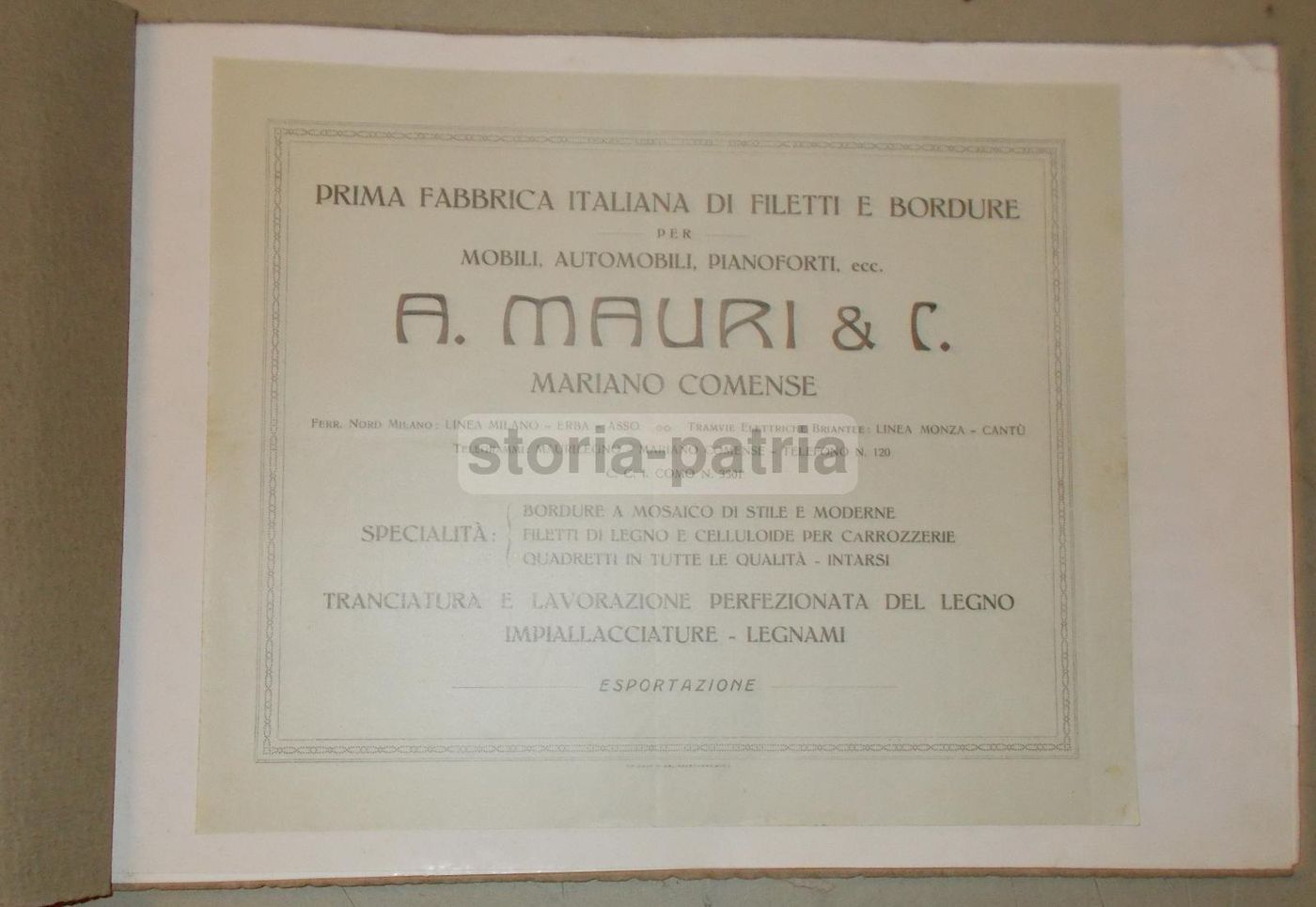 Catalogo Intarsi In Legno A. Mauri & C., Mariano Comense, Anni '20 '30