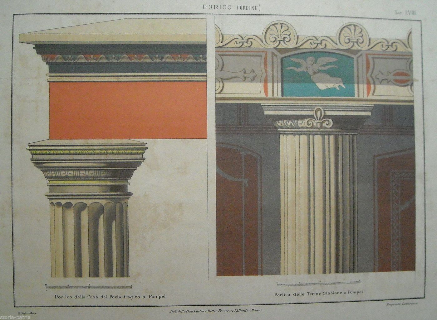 Stampa Antica Pompei: Portico Della Casa Del Poeta Tragico E Terme Stabiane