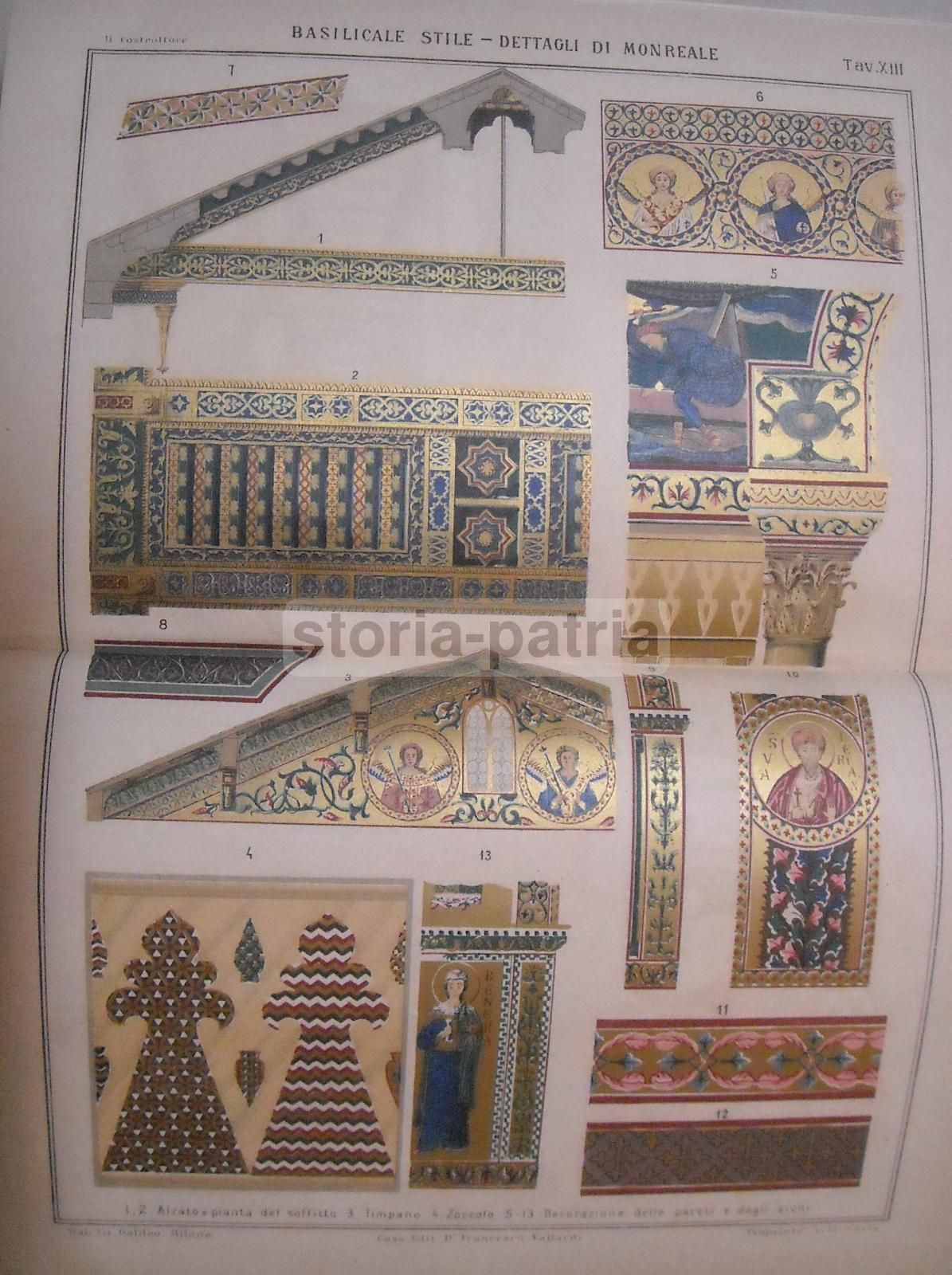 Cromolitografia Particolari Architettonici E Mosaici, Basilica Di Monreale, Vallardi, 1900