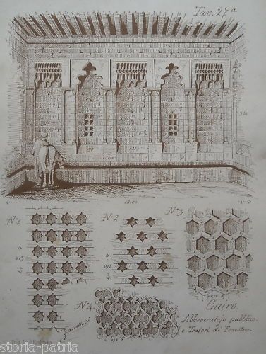 Stampa Litografica Antica: Cairo, Egitto   Architettura, 1870