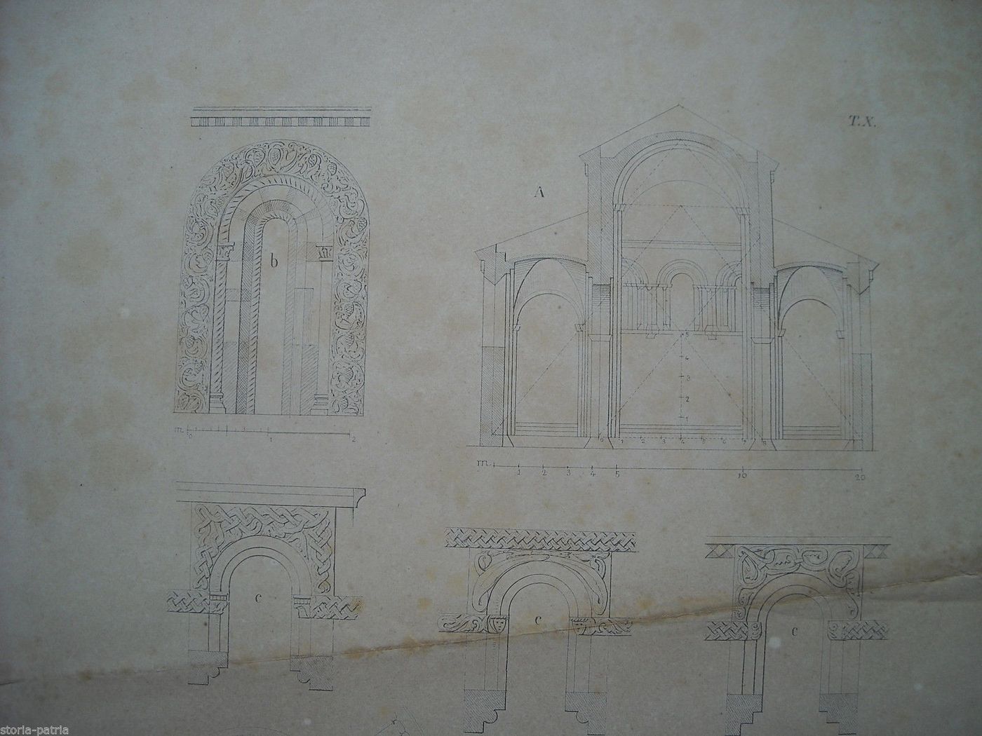 Stampa Litografica Antica Architettura Cattedrali Como Ventimiglia